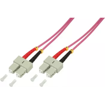 LogiLink optiskā lēciena kabelis SC multi-mode (vīr.) - SC multi-mode (vīr.) 1 m, OM4, 50/125 µm, duplekss, halogēns nesaturošs, violeta krāsa