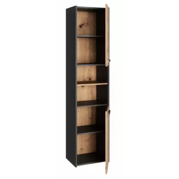 Brīvstāvošs vannas istabas skapis Top e Shop S40 ANTRACĪTS/ARTISĀNS, 400×300×1700 mm, 6 plaukti, 2 durvis