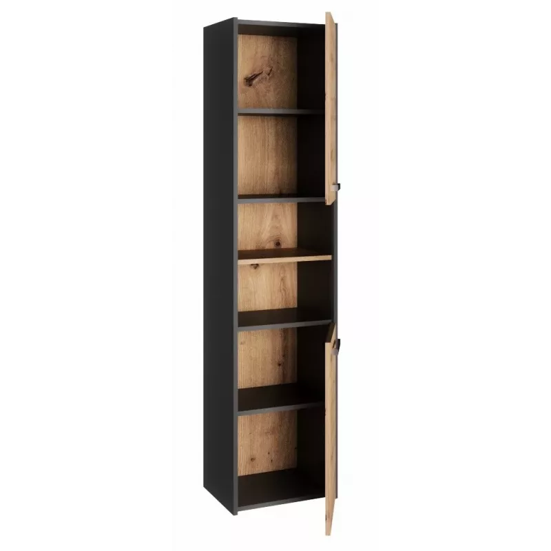 Brīvstāvošs vannas istabas skapis Top e Shop S40 ANTRACĪTS/ARTISĀNS, 400×300×1700 mm, 6 plaukti, 2 durvis