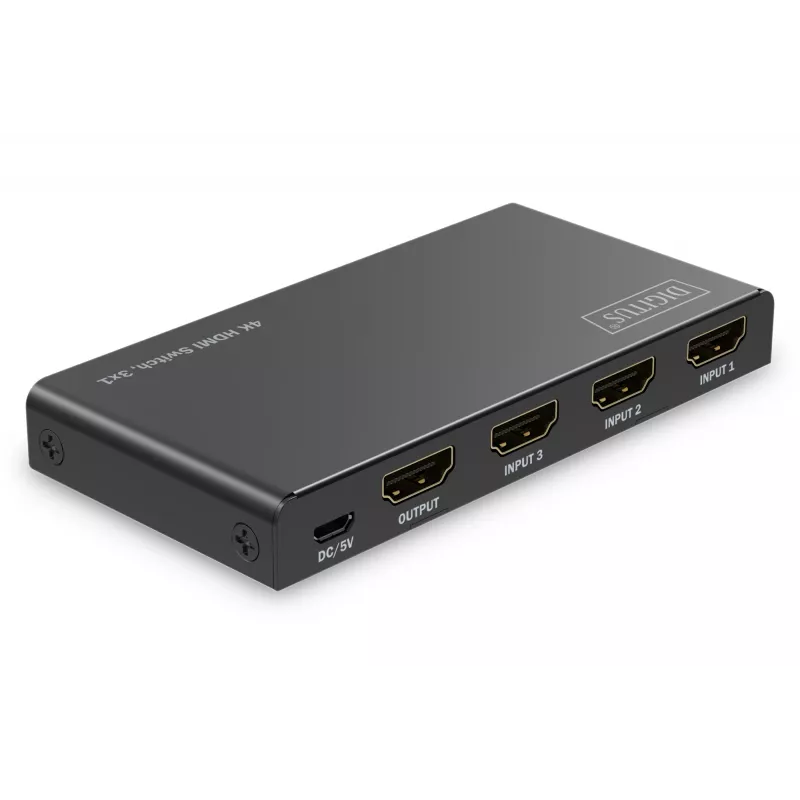 Digitus 4K HDMI Slēdzis 3x1 Metāla Melns 18 Gbit/s