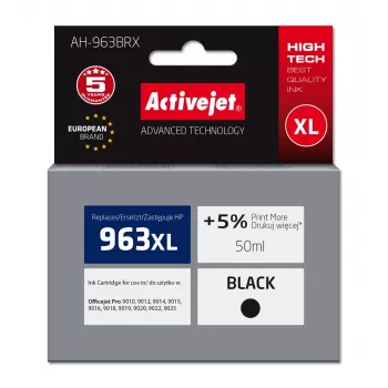 Activejet AH-963BRX tintas kasetne (aizstāj HP 963XL 3JA30AE; Premium; 2100 lpp; 50 ml, melna)