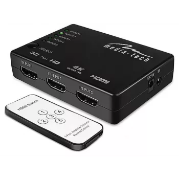 HDMI video slēdzis MEDIA-TECH MT5207, 3x HDMI ieejas, 1x HDMI izeja, melns
