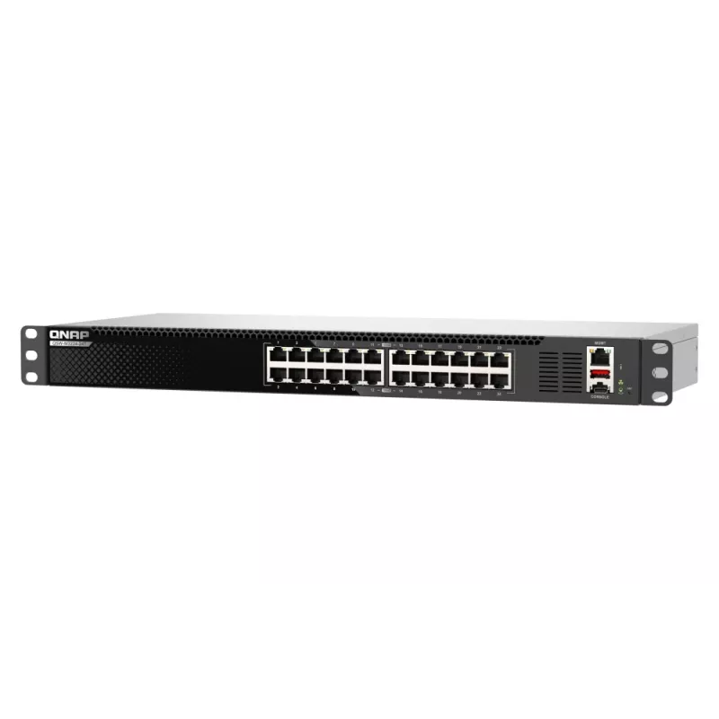 QNAP QSW-M3224-24T tīkla slēdzis, pārvaldīts L3, 10G Ethernet (100/1000/10000), 1U, melns, sudrabs