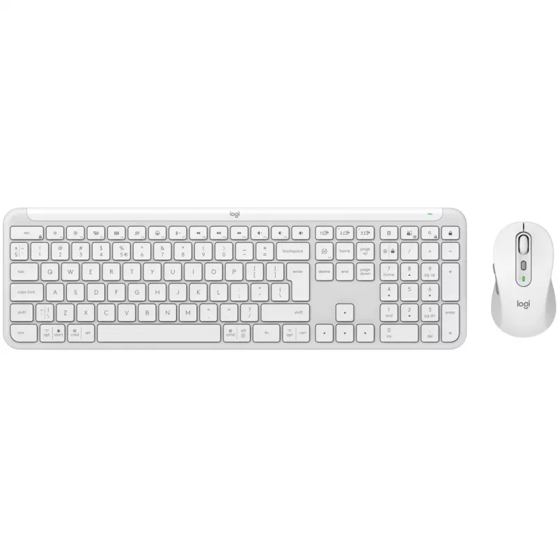 Logitech Signature Slim Combo MK950 - Bezvadu tastatūras un peles komplekts - 100% pilna izmēra - Bezvadu - Bluetooth 5.1 LE - QWERTY - US International - Off-White (920-012491)