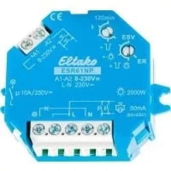 Eltako virsmas/iegremdējamais impulsa slēdzis ESR61NP, 1 normāli atvērts kontakts 10 A, 8 - 230 V/UC vai 230 V, 1 normāli atvērts kontakts 10 A 250 V/AC (Gl (61100001)