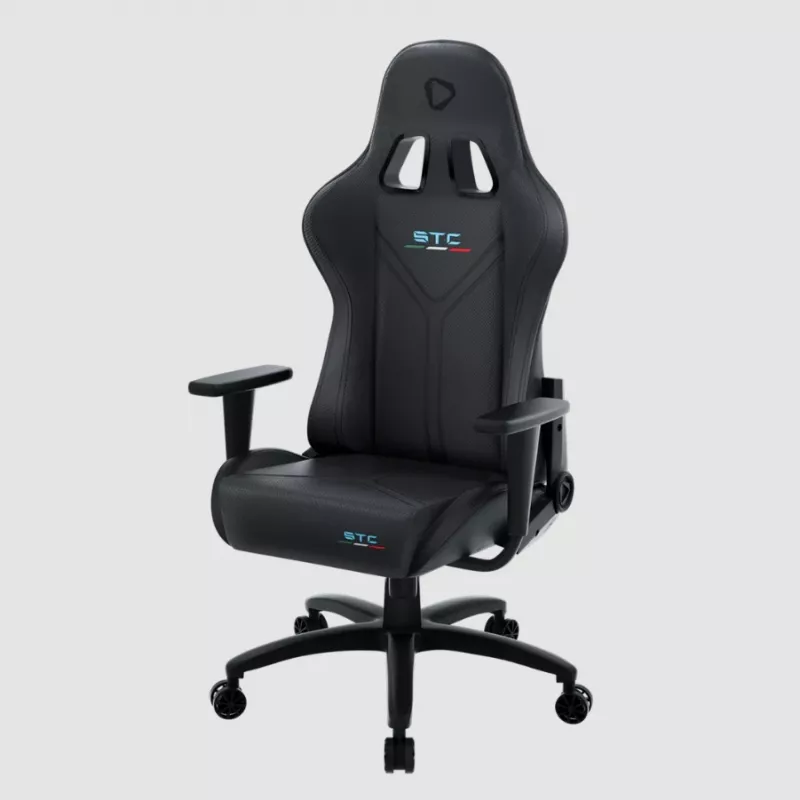 Spēļu krēsls Onex STC Tribute Hardcore Black — ergonomisks sēdeklis datoram un konsolēm, regulējams augstums un atzveltnes slīpums