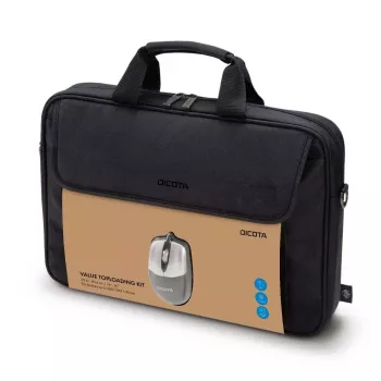 Toploader soma DICOTA D30805-RPET 40,6 cm 16 collas Melna