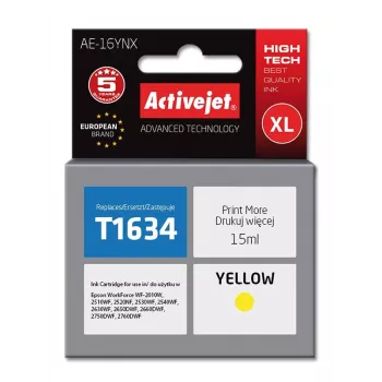Tintes kasetne ActiveJet AE-16YNX saderīga ar Epson T1634 / 16XL, dzeltena, 15 ml, augstas (XL) ietilpības
