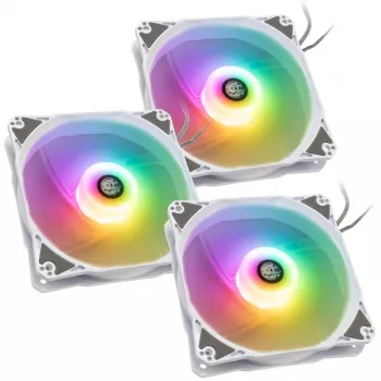 BitsPower Notos RGB PWM 120mm balts 3 komplekts - korpusa dzesēšanas ventilators