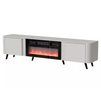 TV skapis Cama Meble Volare 200 x 39 x 49 cm smilškrāsā ar elektrisko kamīnu