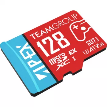 Team Group APEX SD7.1 128GB MicroSD Express karte (sarkana/zila)