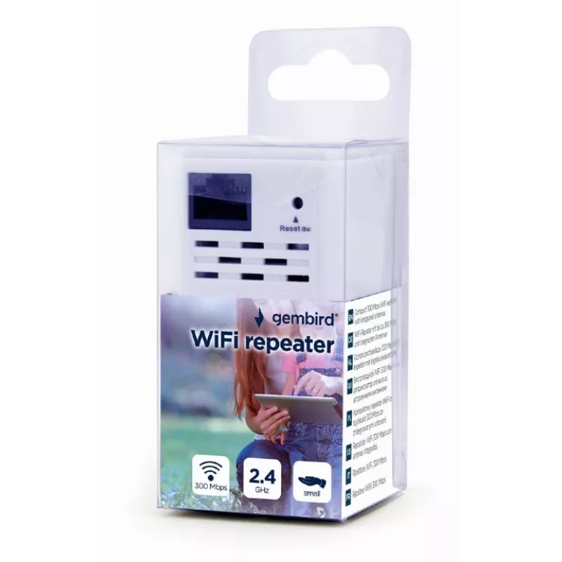 Tīkla pastiprinātājs Gembird WNP-RP300-03, 300 Mbps, 2,4 GHz, 3 dBi iekšējā antena, 1x RJ-45