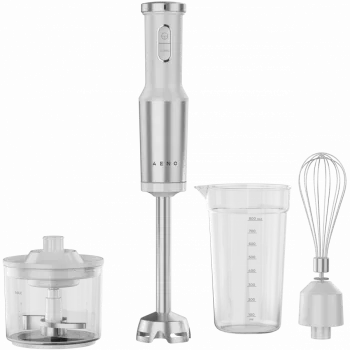 Rokas blenderis AENO, 1200W, balts, tīģera zobu asmens, putotājs, smalcinātājs, krūze