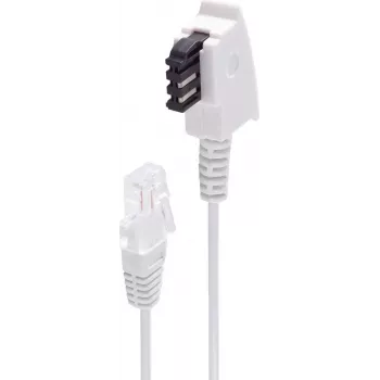 shiverpeaks ®-BASIC-S--Telefona savienojuma kabelis TAE-F spraudnis uz RJ45 spraudni, DSL VDSL maršrutētāja kabelis, balts, 1,5 m (BS12-09156)