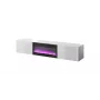 TV skapis Cama Meble SLIDE 200K ar elektrisko kamīnu 200x40x37 cm spīdīgi balts