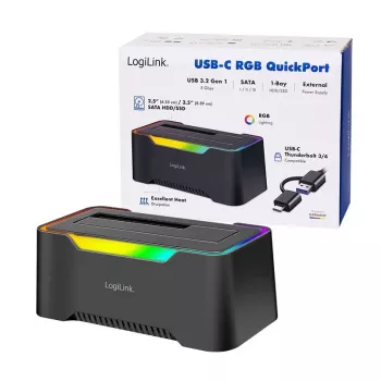 LogiLink Quickport USB 3.2 1-Port cietā diska dokstacija 2,5/3,5 SATA (QP0035)