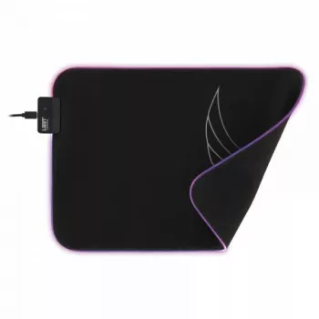 L33T Gaming 160405 Karlvagn RGB Gaming pelēks paliktnis, vidējs izmērs, ātra virsma, 355 x 255 x 3 mm, melns