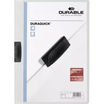 Durable Duraquick 227002 vāks ziņojumiem A4 – caurspīdīgs priekšējais vāks, krāsains cietais aizmugures vāks, skava līdz 20 lapām