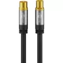 Goobay TV antennas kabelis (135 dB tips), 4x ekranēts, 10 m, melns - apzeltīts, Koax ligzda > Koax spraudnis (70389)