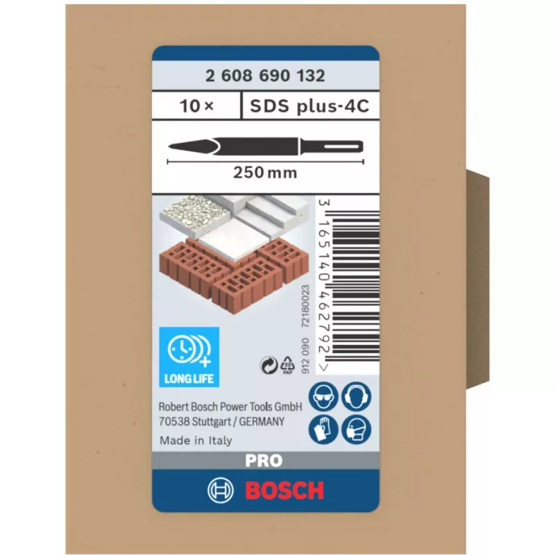 Bosch 2 608 690 132 kalts stiprinājums rotējošam āmururbim, 250 mm, 10 gab.