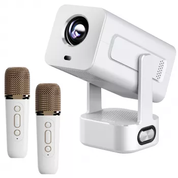 EXTRALINK SMART Projektors CINEMA&KARAOKE IMS360 1920X1080P ANDROID 13 Projektors filmām, spēlēm un mūzikai ar 2 mikrofoniem Balts 300 lūmeni LCD