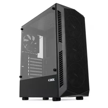 PC korpuss IBOX LUPUS 27 Midi Tower ATX, rūdīts stikls, RGB, 455×200×380 mm, atbalsta ATX, GPU līdz 32 cm