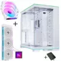 Lian Li O11 Dynamic EVO RGB korpusa komplekts ar HydroShift II LCD-S 360TL AiO un 3x UNI FAN SL-INF 120 Reverse Blade ventilators - Balts