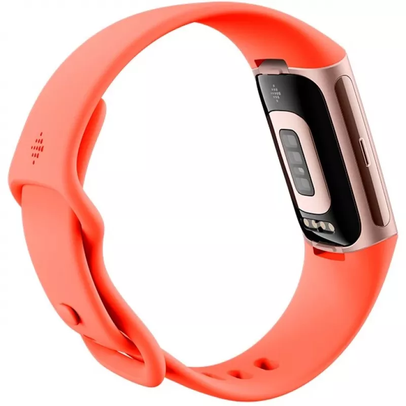 Fitbit Charge 6 - Champagne Gold Aluminium - Aktivitätsmesser mit Infinity Band - Silikon - korallefarben - NFC, Bluetooth - 37.64 g (40-56-7910)