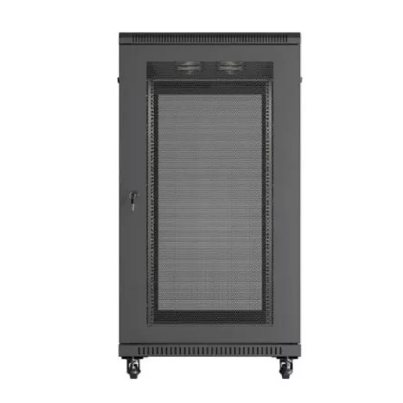 19 collu skapis LANBERG FF01-6222-23B 22U 600x1200 mm Melns ar perforētām durvīm