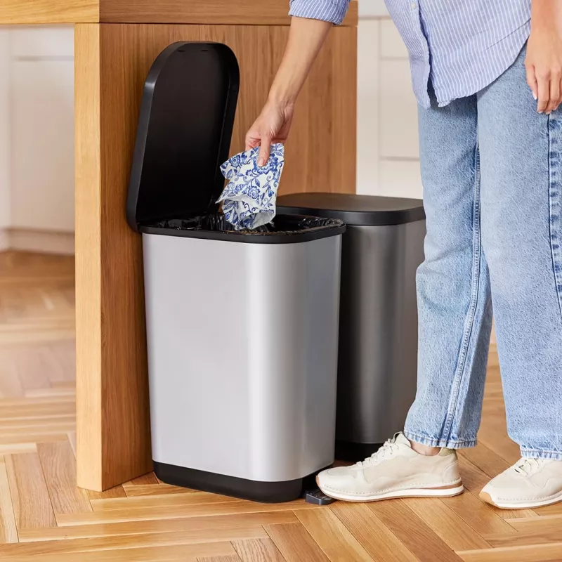 ROTHO Ribo Silver - pedāļu atkritumu spainis – 35l