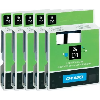 Lentes komplekts Dymo 6 mm — 5 ruļļi (balta, dzeltena, caurspīdīga, melna)