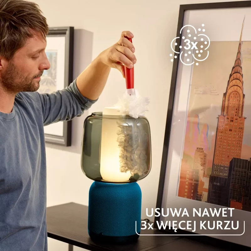 Putekļu slota VILEDA 179432 ar īsu rokturi un 2 Flex & Catch ieliktņiem, sarkana plastmasas