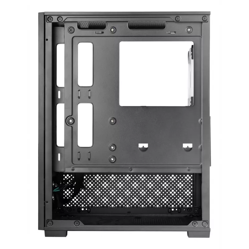 Mini Tornis PC korpuss TACENS Mars Gaming MC-SE2 — Mini-ITX / Micro-ATX, melns, sānu logs, barošanas bloks apakšā, atbalsta 2x2.5 collu + 1x3.5 collu