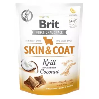 Brit Dog Skin & Coat Krill Coconut 150 g — kārumi pieaugušiem suņiem ar krila garšu, bez lipekļa