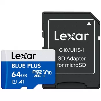 MicroSDXC atmiņas karte Lexar BLUE PLUS 64 GB UHS‑I 100 MB/s U1 V10 (zila)