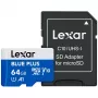 MicroSDXC atmiņas karte Lexar BLUE PLUS 64 GB UHS‑I 100 MB/s U1 V10 (zila)