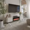 TV skapis Cama Meble Volare 200 x 39 x 49 cm smilškrāsā ar elektrisko kamīnu