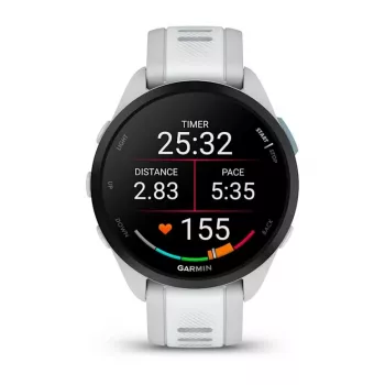 Viedpulkstenis GARMIN Forerunner 165 Music — GPS, 1,2 collu AMOLED, 43 mm korpuss, 11 dienu akumulators, 5 ATM, 4 GB, Pelēks