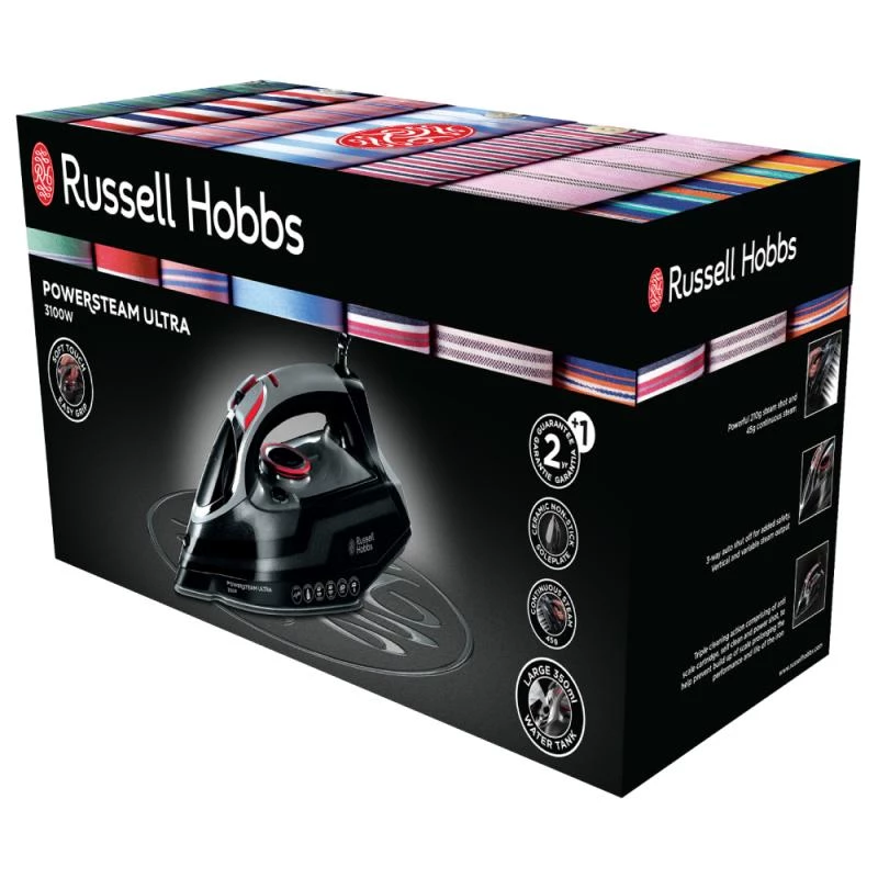Russell Hobbs 20630-56 gludeklis Sausā un tvaika gludināšana Keramikas zole 3100 W Melns, Pelēks