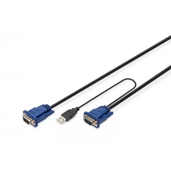 DIGITUS Octopus KVM kabelis - HD-15 (vīrietis) - USB A, PS/2 (vīrietis) - 5,0m - Melns (DS-19233)