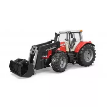 BRUDER Massey Ferguson 7624 ar frontālo iekrāvēju, sarkans, rotaļlieta traktors 1:16, 3+ gadi