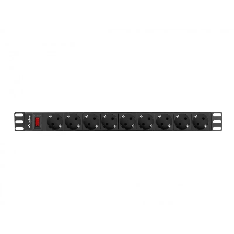 Lanberg PDU-09F-0300-BK 1U statņa PDU, 9x Schuko, 16 A, 3 m, melns