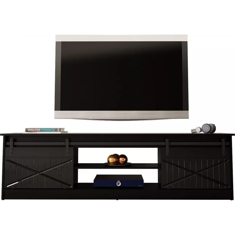 RTV GRANERO 200x56.7x35 melns/melns glancēts Skapis