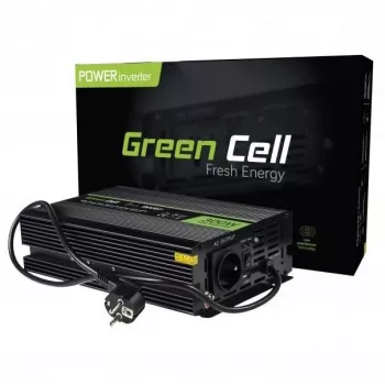 Green Cell INV07 invertors, 12V DC → 230V AC, 300 W, tīrs sinusvilnis, melns
