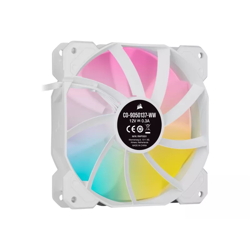 Corsair iCUE SP120 RGB ELITE Performance 120mm Baltā PWM ARGB korpusa ventilatoru trīskomplekts