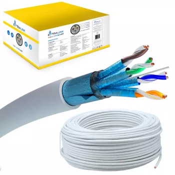 Tīkla kabelis Extralink Twisted pair CAT6A FTP (F/FTP) V2 Indoor 500M Pelēks
