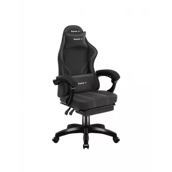 Spēļu krēsls huzaro Force 3.7 Carbon Black — ergonomisks, regulējams augstums 107.5–116.5 cm, 5 riteņi, jostas un kakla spilveni