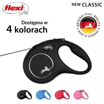 Flexi New CLASSIC 8 m Melna suņa izvelkamā pavada