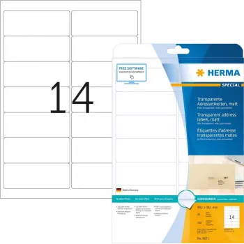 HERMA 8671 adrešu etiķetes caurspīdīgas matētas