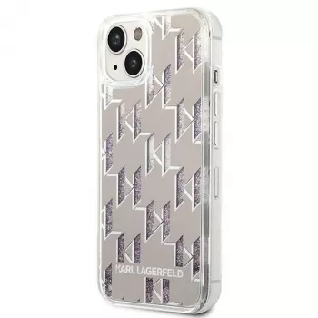 Karl Lagerfeld KLHCP14MLMNMS cietais maciņš iPhone 14 Plus 6.7 sudrabs / sudrabs Liquid Glitter Monogram